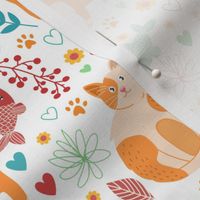 Cute cats white pattern