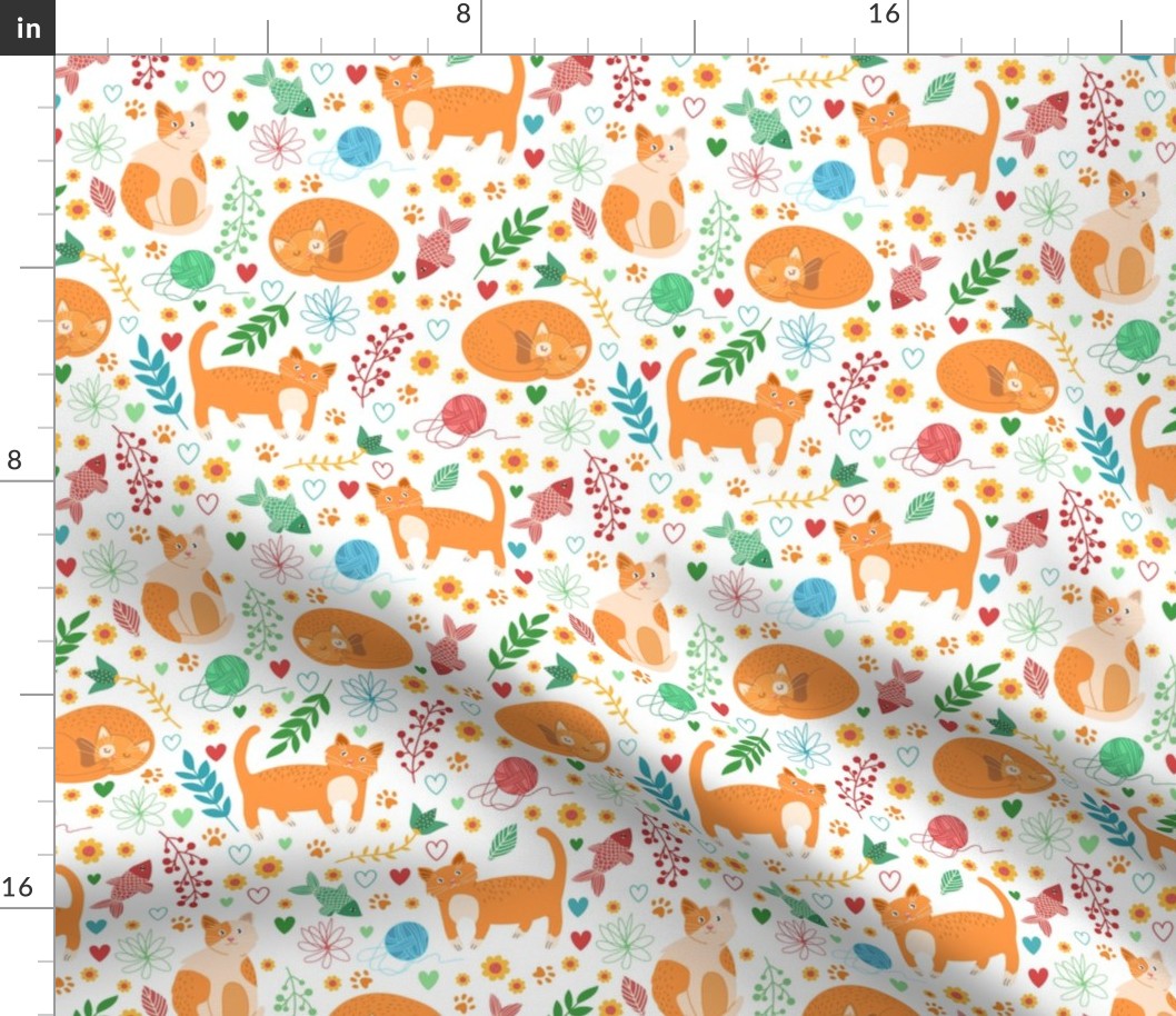 Cute cats white pattern