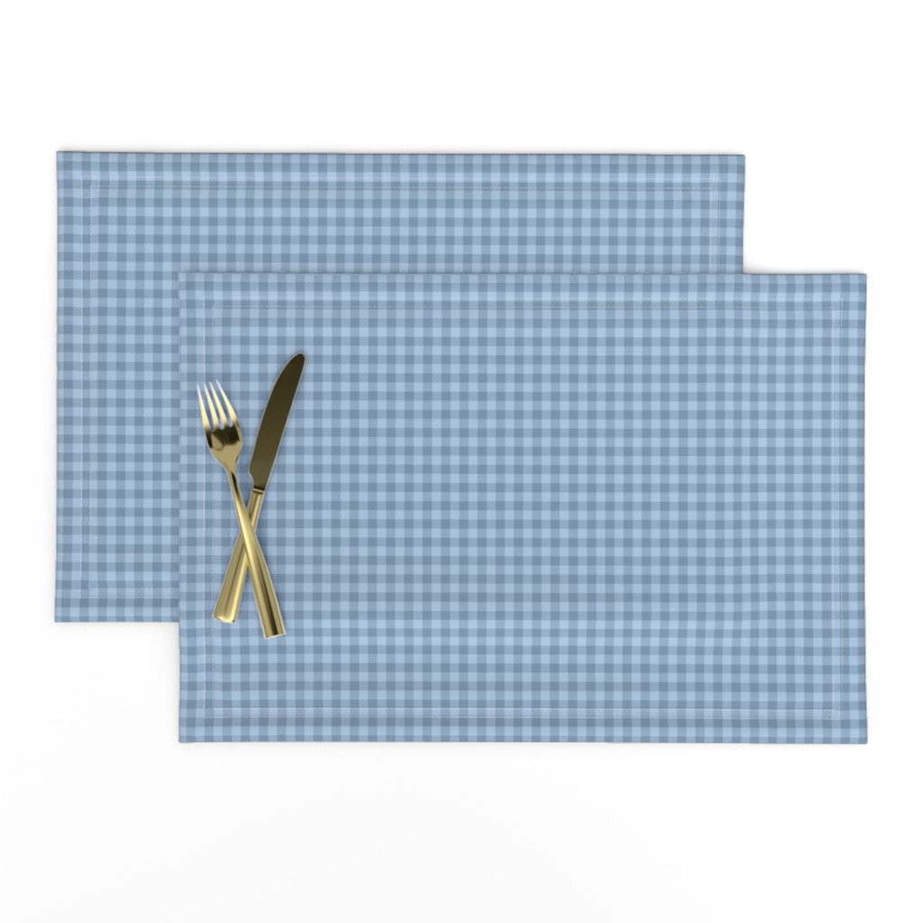 faded denim blue gingham Placemats | Spoonflower