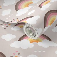 Cloudy retro pink pastel sky rainbow dreams and clouds for girls