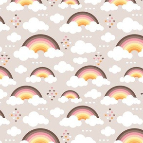 Cloudy retro pink pastel sky rainbow dreams and clouds for girls