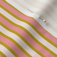 Sweet Shop Vertical Stripes (#2) - Narrow Antique Gold Ribbons with Misty Pink and Carnation Pink