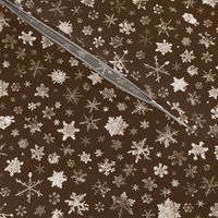 photographic snowflakes on chocolate brown - large