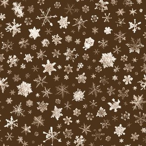 photographic snowflakes on chocolate brown - large