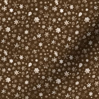 photographic snowflakes on chocolate brown - small