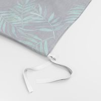 Paradise Palm Leaves - green, blue, teal on navy