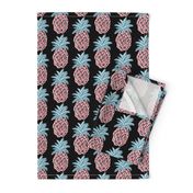 Coral Pineapples ~  summer retro pink and blue