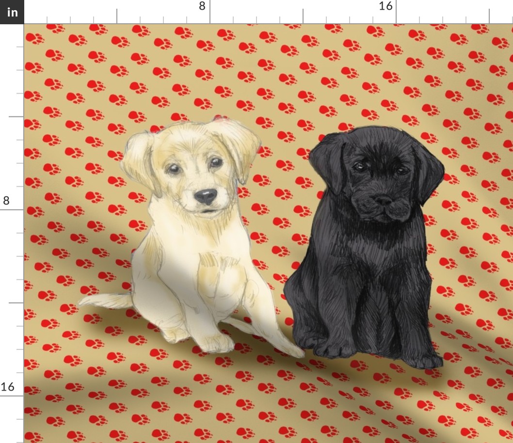 Two Sitting Labrador Retriever Puppies for Pillow