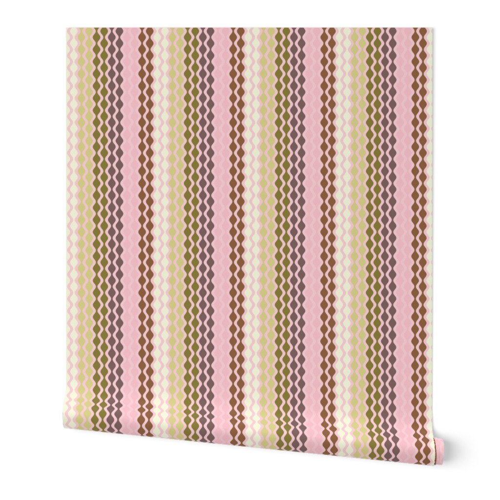 Falling Waves Seamless Repeating Pattern on Light Pink