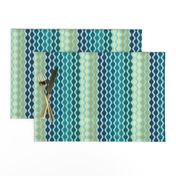 Falling Waves Seamless Repeating Pattern on Teal