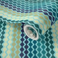 Falling Waves Seamless Repeating Pattern on Teal