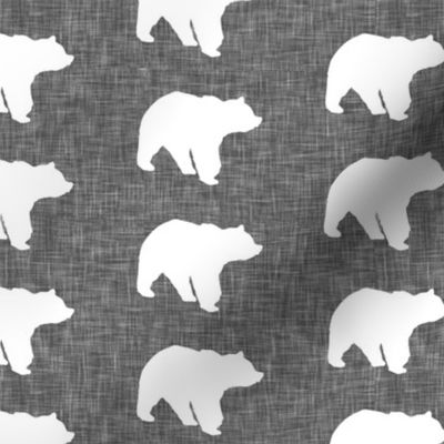 bears on dark grey linen