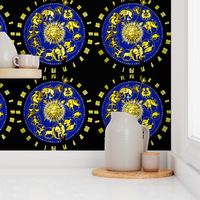 10 clocks time zodiac Horoscope Aries Taurus Gemini Cancer Leo Virgo Libra Scorpio Sagittarius Capricorn Aquarius Pisces baroque rococo astrology gold roman numerals  fleur de lis lily lilies lotus flowers lobsters twins children baby babies ox bulls goat