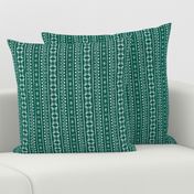 TRIBAL BIRD STRIPE Forest Green and White 