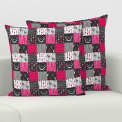 2" Patchwork Deer- Fuchsia, Black, Grey