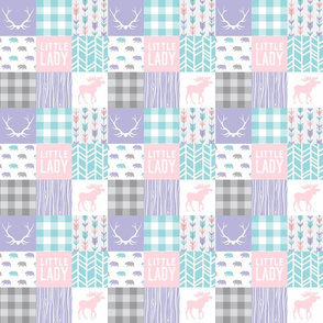 2" Little Lady Patchwork - Aqua, pink, lilac, grey. Baby Girl Wholecloth quilt