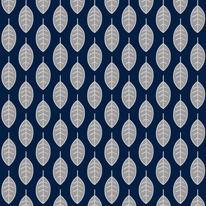 leaves - halfscale - grey on navy