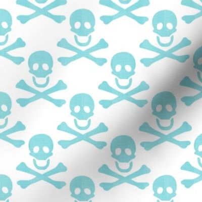 aqua linen skulls