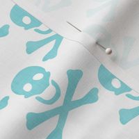 aqua linen skulls