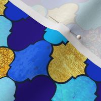 Moroccan Tiles //  Quatrefoil  tiles // blue & gold