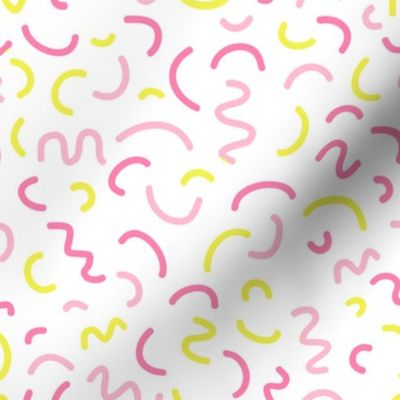 pink and yellow squiggle nursery 80s retro 90s fabric