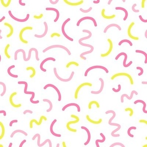 pink and yellow squiggle nursery 80s retro 90s fabric