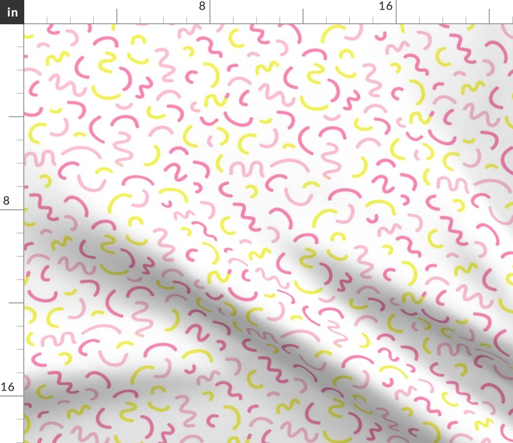 pink and yellow squiggle nursery 80s retro 90s fabric