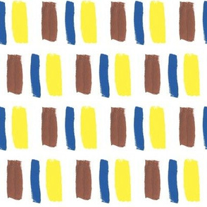 Broad Brush Strokes in Blue, Brown and Yellow