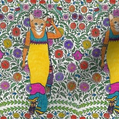 Summer of Love cats on India print