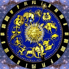 3 clocks time stars universe galaxy zodiac Horoscope Aries Taurus Gemini Cancer Leo Virgo Libra Scorpio Sagittarius Capricorn Aquarius Pisces astrology gold roman numerals cosmic cosmos planets galaxies nebulae night quasars  baroque rococofleur de lis li