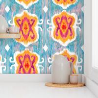 Blue purple and yellow ikat