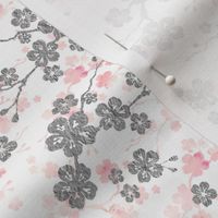 Silver and pink cherry blossom birds