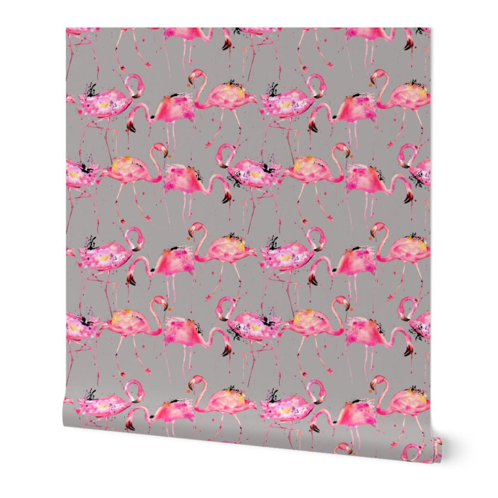 flamingo repeat on gray smaller