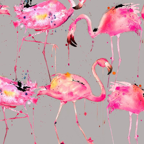 flamingos on gray large scale