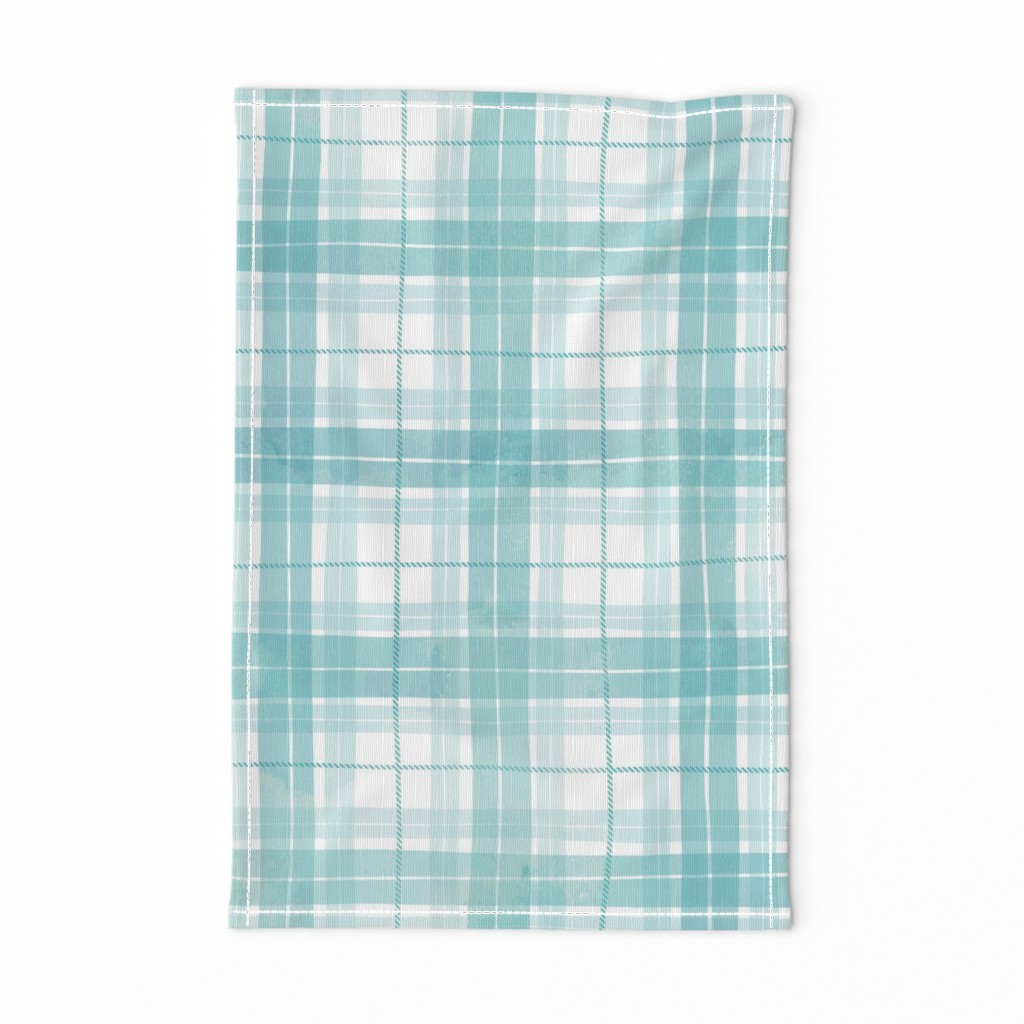 Turquoise watercolor plaid