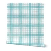 Turquoise watercolor plaid