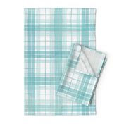 Turquoise watercolor plaid