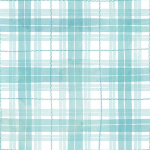 Turquoise watercolor plaid
