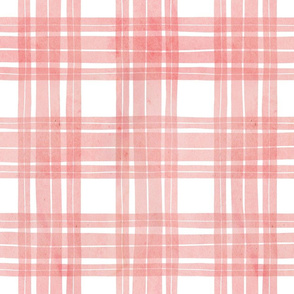 Double line peach pink check