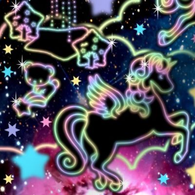 15 Pegasus winged unicorns pegacorns stars rainbows clouds trees ponds lakes teddy bears shooting cats sky skies pony ponies horses pink galaxy blue galaxies nebulae universe night cosmic cosmos planets supernova quasars kawaii japanese inspired moon cast