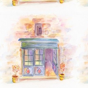 THE OLD FRENCH STORE DAY WATERCOLOR painting