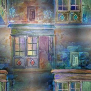 THE OLD FRENCH STORE NIGHT AND DAY CITYSCAPES  WATERCOLOR