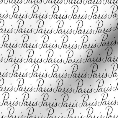 17-1AA Paris France City Words Calligraphy Text Font Black White_Miss Chiff Designs