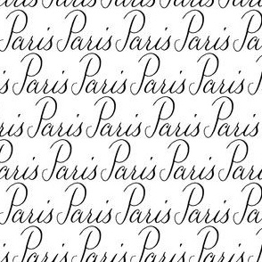 17-1AA Paris France City Words Calligraphy Text Font Black White_Miss Chiff Designs