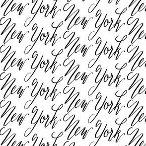 17-01Z New York City Words Text Calligraphy Black White Hand Writing_Miss Chiff Designs