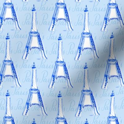 Paris Watercolor Calligraphy France City Home Decor Royal Blue White_miss chiff designs