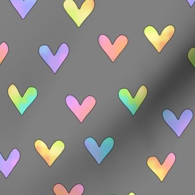 rainbow hearts on gray