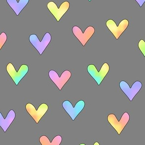 rainbow hearts on gray