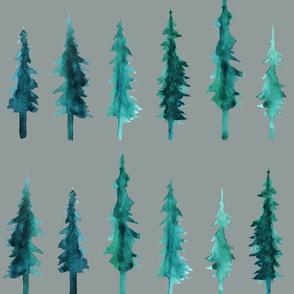 Watercolor Pine Trees (grey)