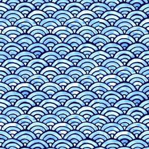 Seigaiha Blue Sea Waves - Bright